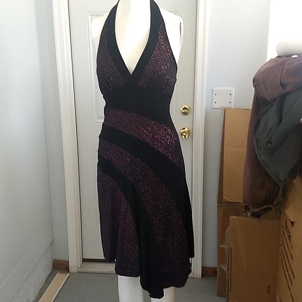 Black Halter Dress with Pink bling
